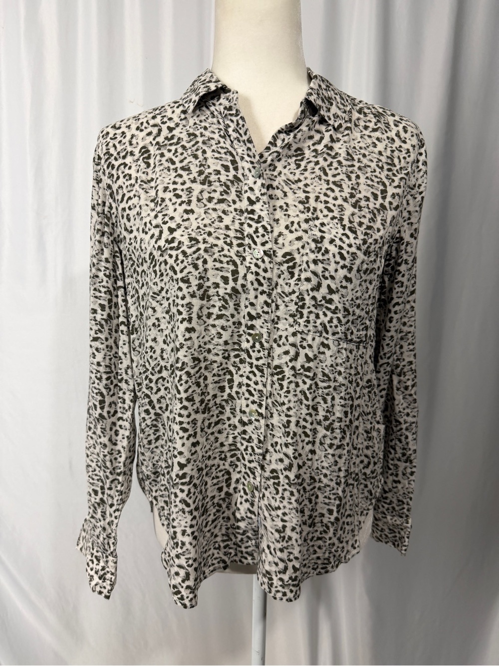 Rails Josephine Charcoal Cheetah Print Lightweight Button Blouse